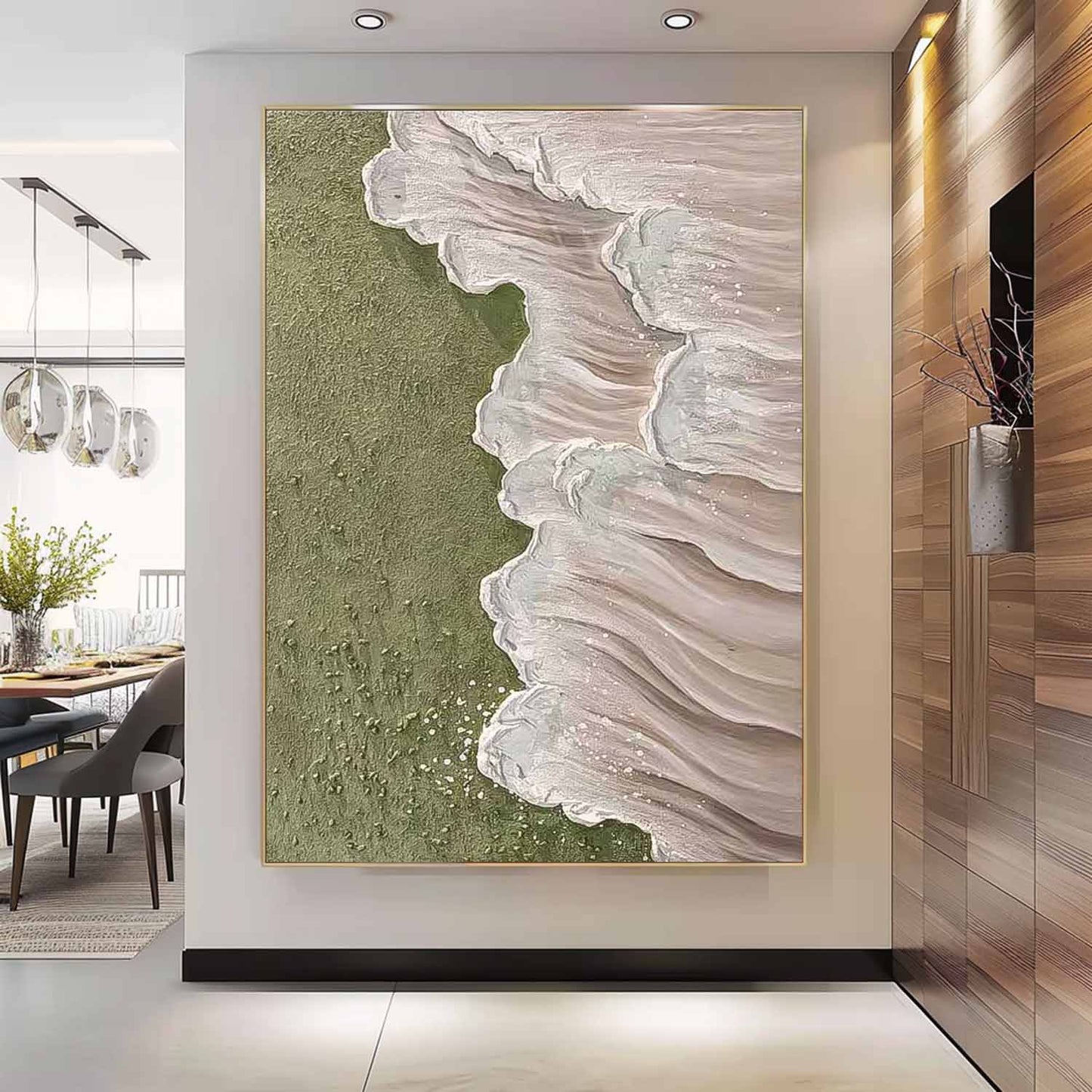 Serene Coastal Waves Oil Painting for Beach Home Decor