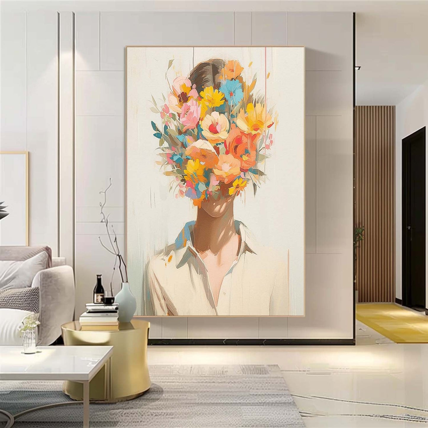 Vibrant Floral Portrait Canvas Art for Modern Home Decor
