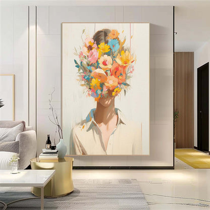 Vibrant Floral Portrait Canvas Art for Modern Home Decor