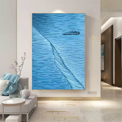 Serene Blue Abstract Oil Painting for Modern Minimalist Home Decor