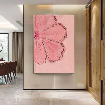 Blossoming Pink Flower Oil Painting for Elegant Home Decor