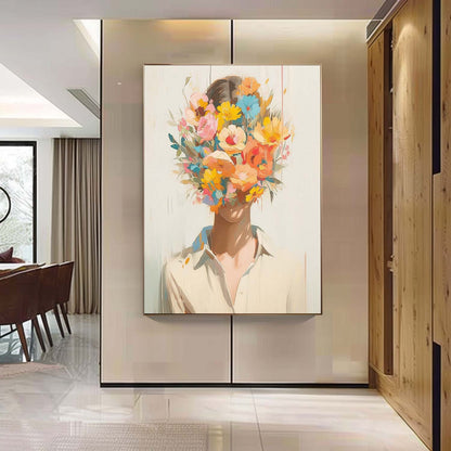Vibrant Floral Portrait Canvas Art for Modern Home Decor