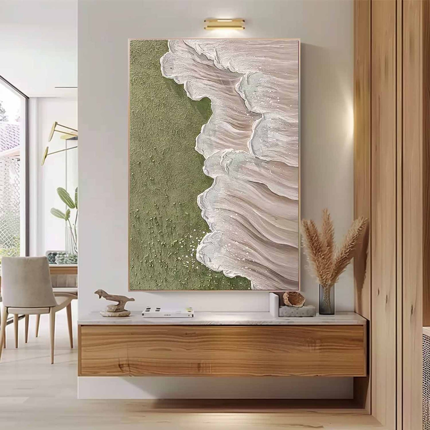 Serene Coastal Waves Oil Painting for Beach Home Decor