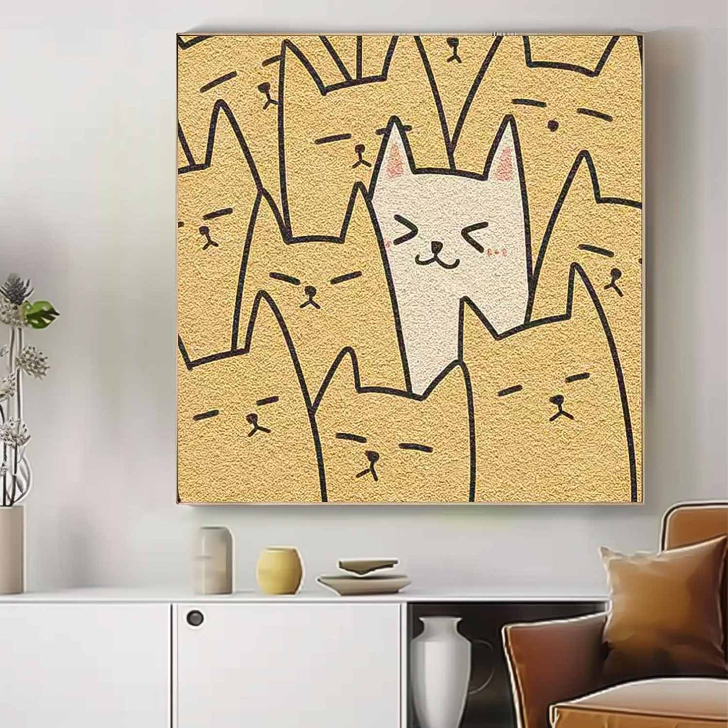Charming Minimalist Cat Art Print for Modern Home Decor