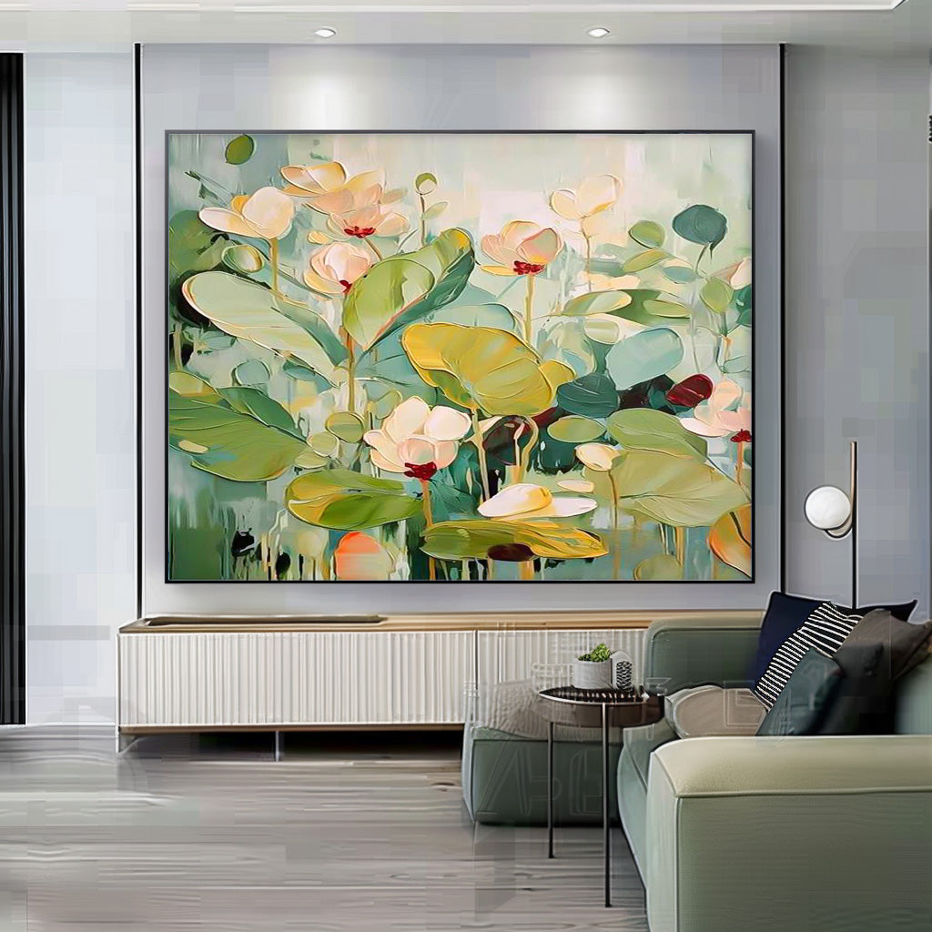 Vibrant Floral Oil Painting on Canvas – Nature-Inspired Wall Art