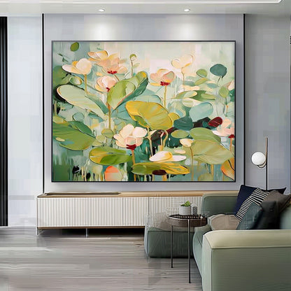 Vibrant Floral Oil Painting on Canvas – Nature-Inspired Wall Art