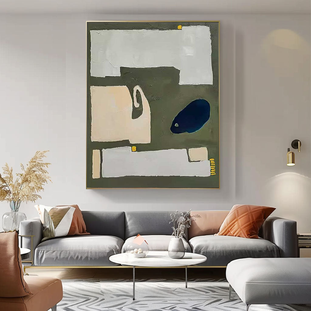 Abstract Minimalist Oil Painting for Modern Home Décor