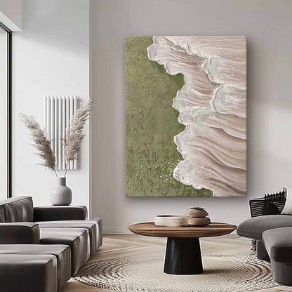 Serene Coastal Waves Oil Painting for Beach Home Decor