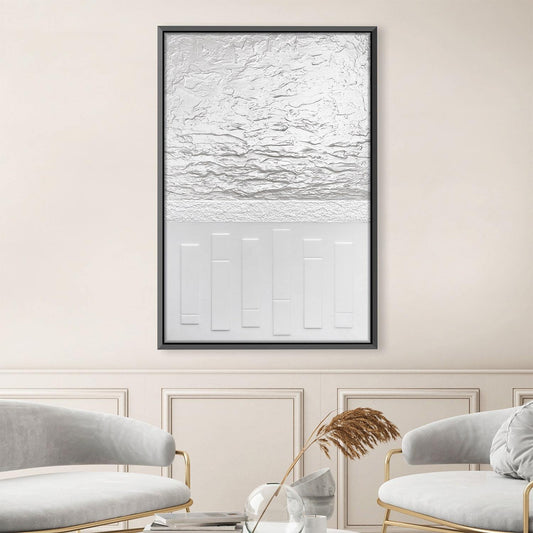 Serene White Abstract Oil Painting for Modern Home Decor