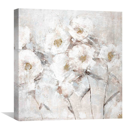 Elegant White Floral Oil Painting for Home Decor and Wall Art