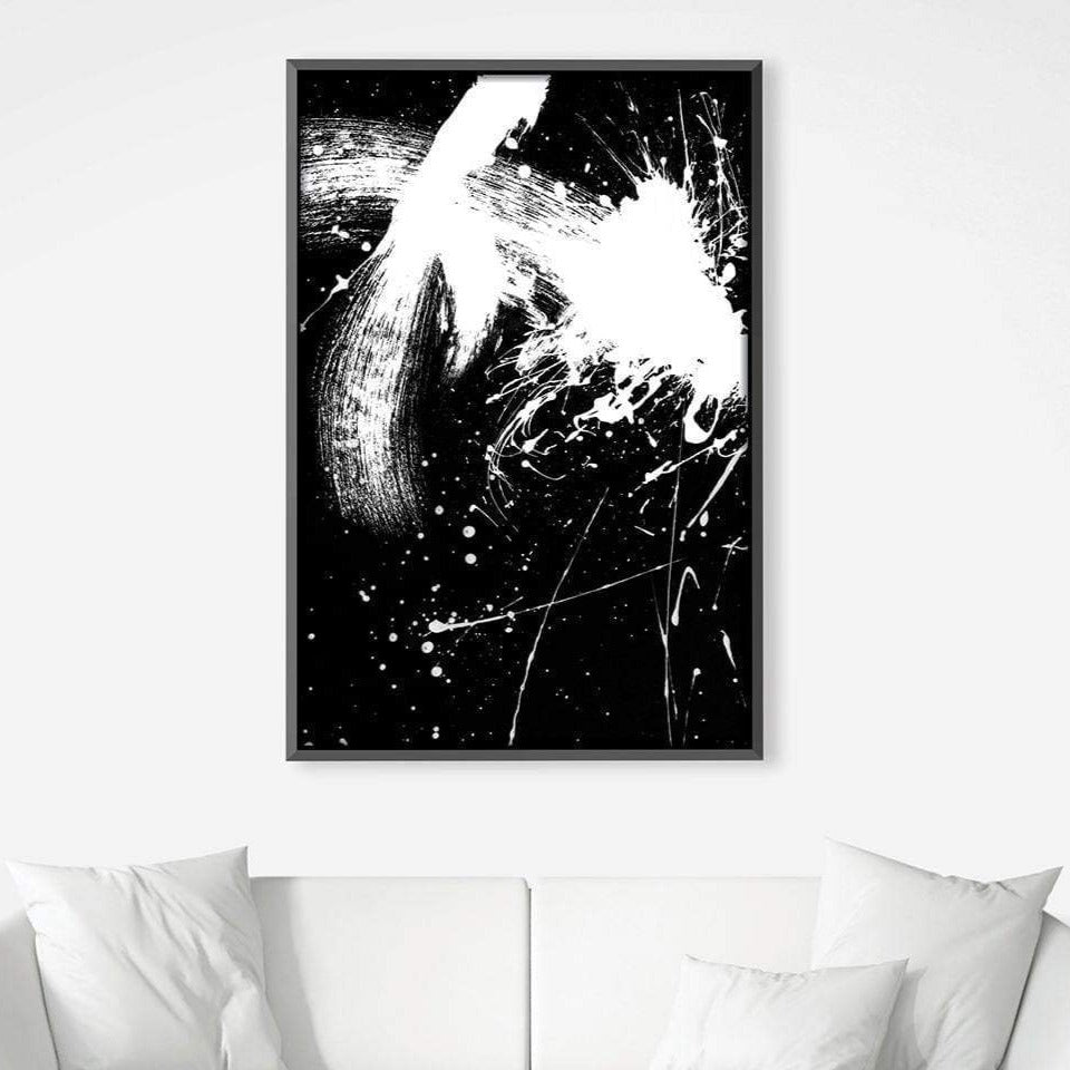 Contemporary Black and White Abstract Oil Painting for Modern Home Decor
