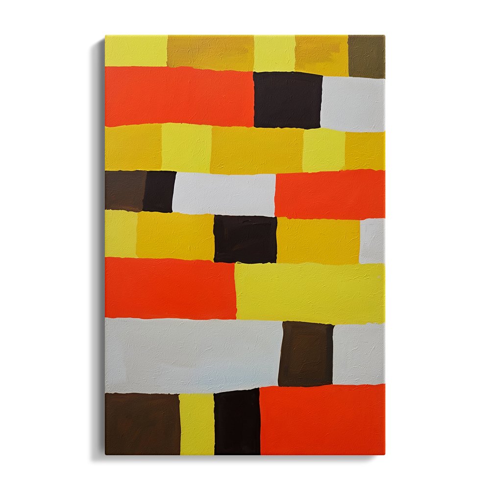 Vibrant Abstract Oil Painting with Bold Colors and Geometric Blocks