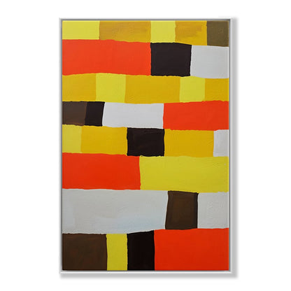 Vibrant Abstract Oil Painting with Bold Colors and Geometric Blocks