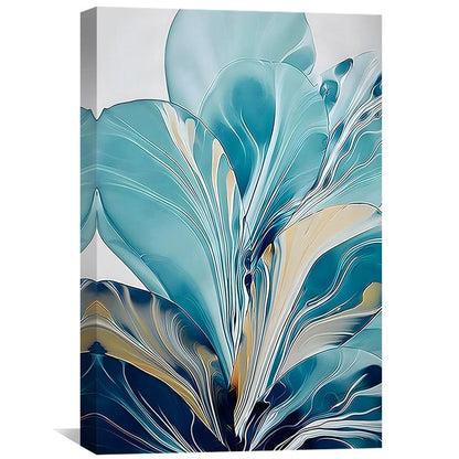Elegant Aqua Floral Oil Painting for Modern Home Decor