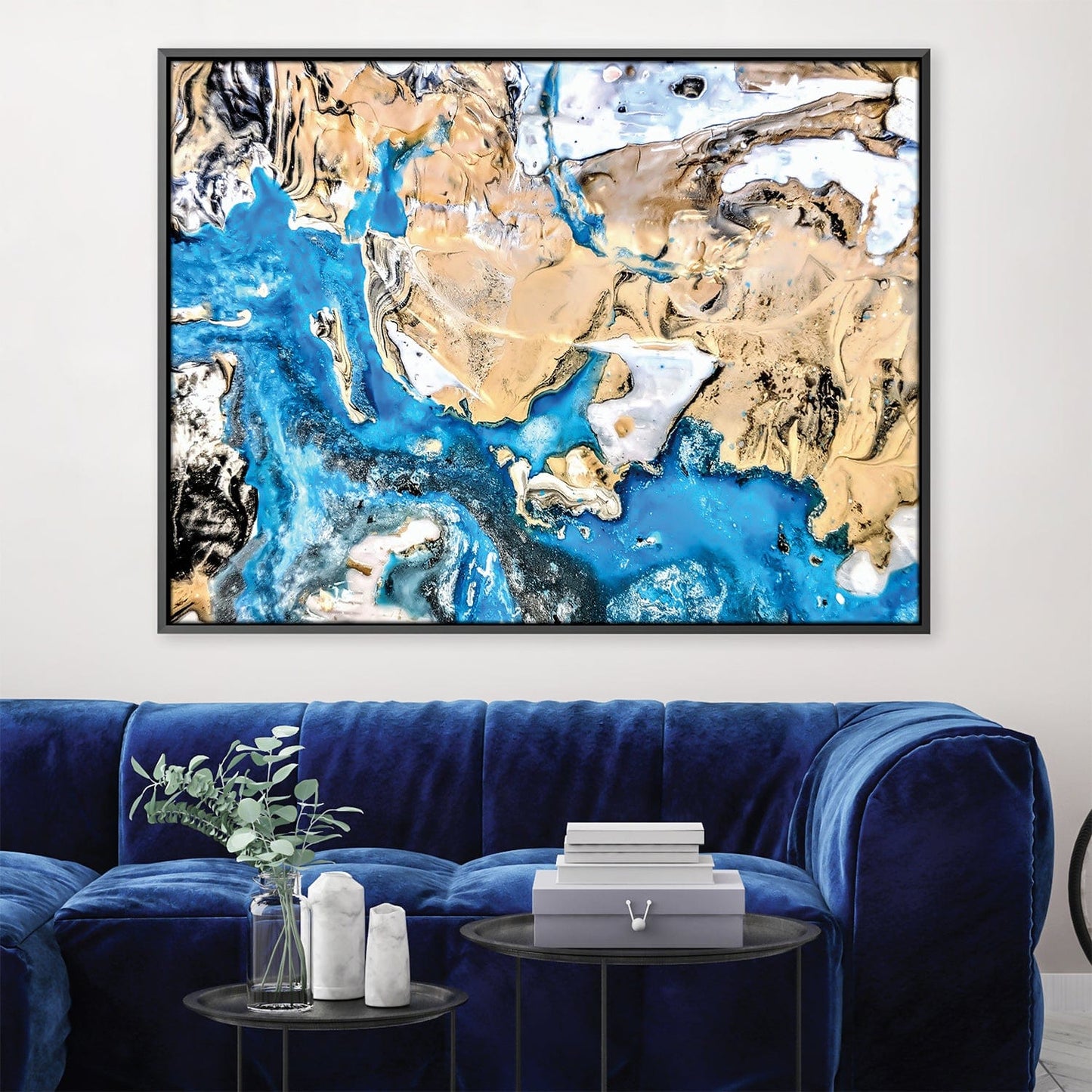 Vibrant Blue Abstract Oil Painting for Modern Home Décor