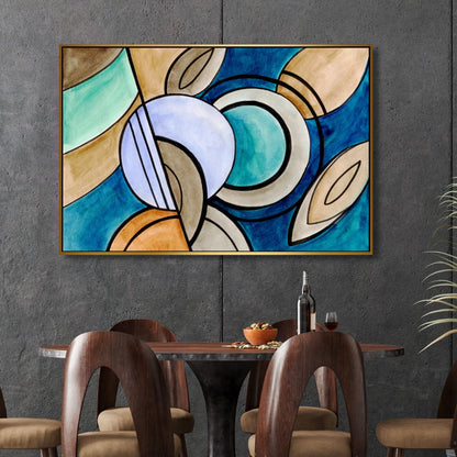 Stunning Blue and Beige Abstract Oil Painting for Modern Home Decor