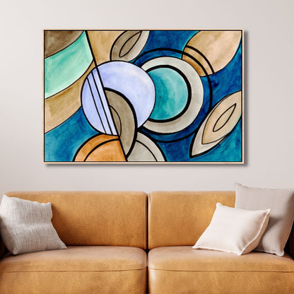 Stunning Blue and Beige Abstract Oil Painting for Modern Home Decor