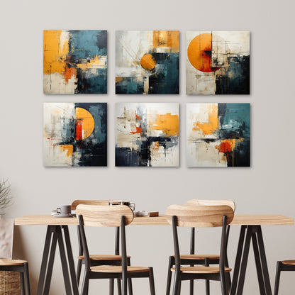 Abstract Blue and Yellow Canvas Art Set for Modern Home Decor