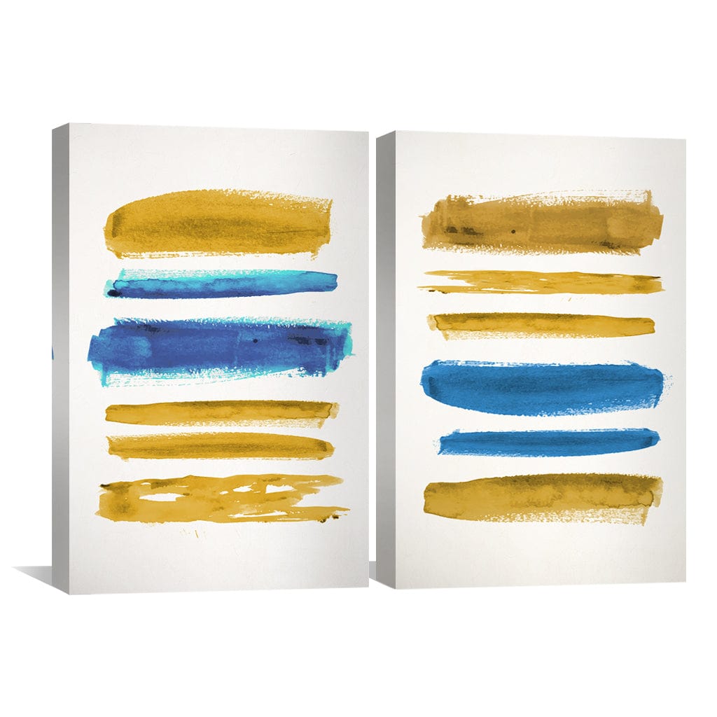 Vibrant Blue and Yellow Abstract Oil Painting for Modern Home Decor