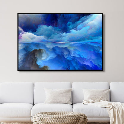 Serene Blue Clouds Reflection - Abstract Oil Painting for Modern Home Decor