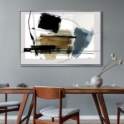 Contemporary Blue and Gold Abstract Oil Painting for Modern Home Décor