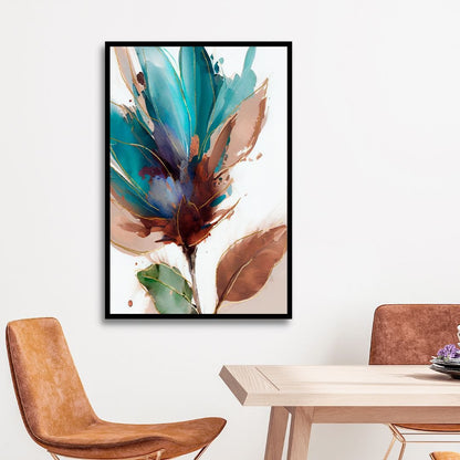 Stunning Blue Green Floral Abstract Oil Painting for Elegant Home Decor
