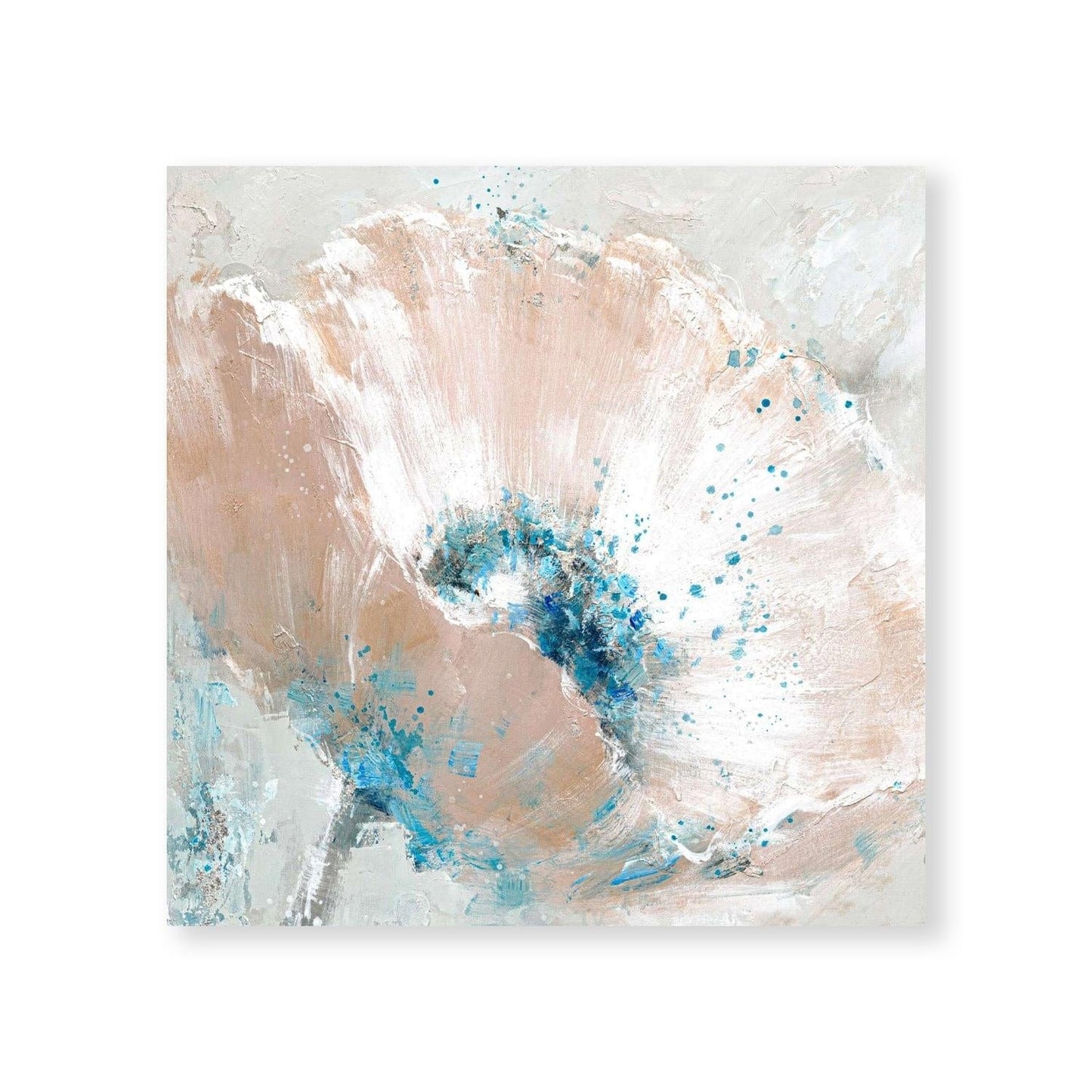 Abstract Aqua Burst Oil Painting for Contemporary Home Decor