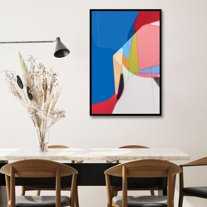 Vibrant Abstract Oil Painting in Blue, Red, and Pink Color Palette for Modern Decor