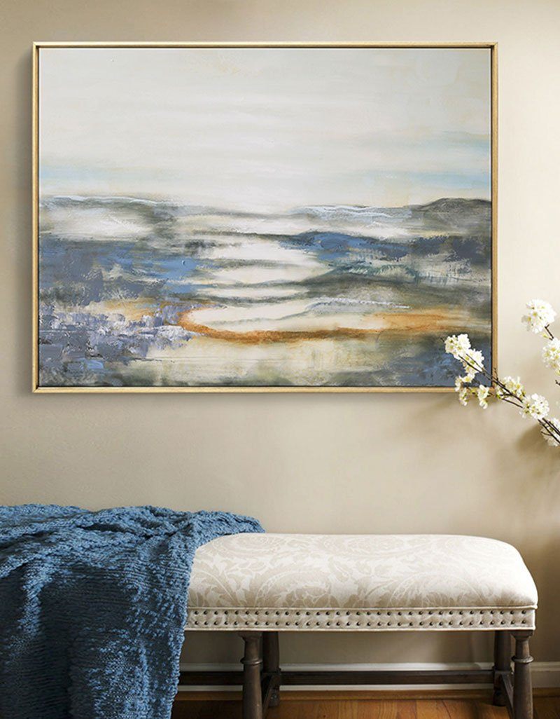 Serene Blue Seascape Oil Painting for Modern Coastal Home Decor