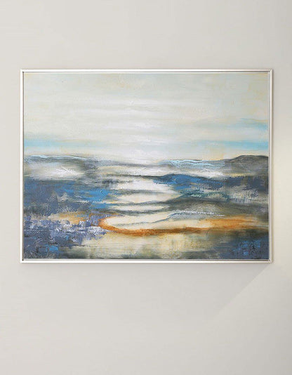 Serene Blue Seascape Oil Painting for Modern Coastal Home Decor