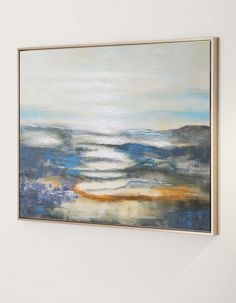 Serene Blue Seascape Oil Painting for Modern Coastal Home Decor