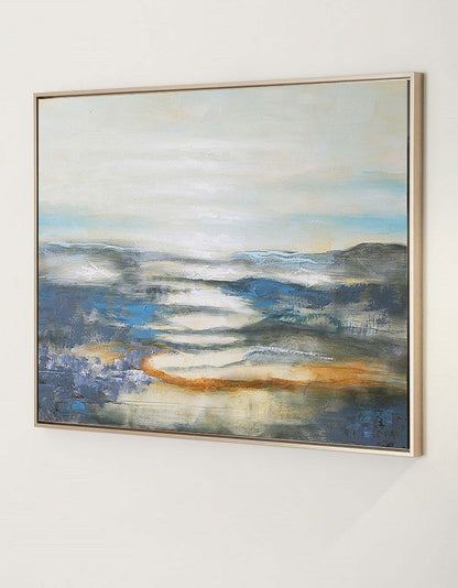 Serene Blue Seascape Oil Painting for Modern Coastal Home Decor