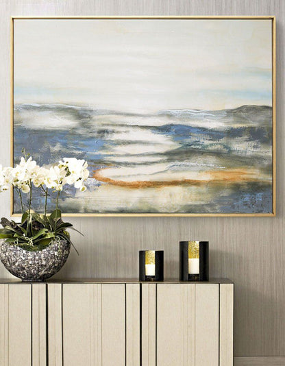 Serene Blue Seascape Oil Painting for Modern Coastal Home Decor