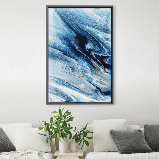 Elegant Blue Wave Abstract Oil Painting for Modern Home Decor
