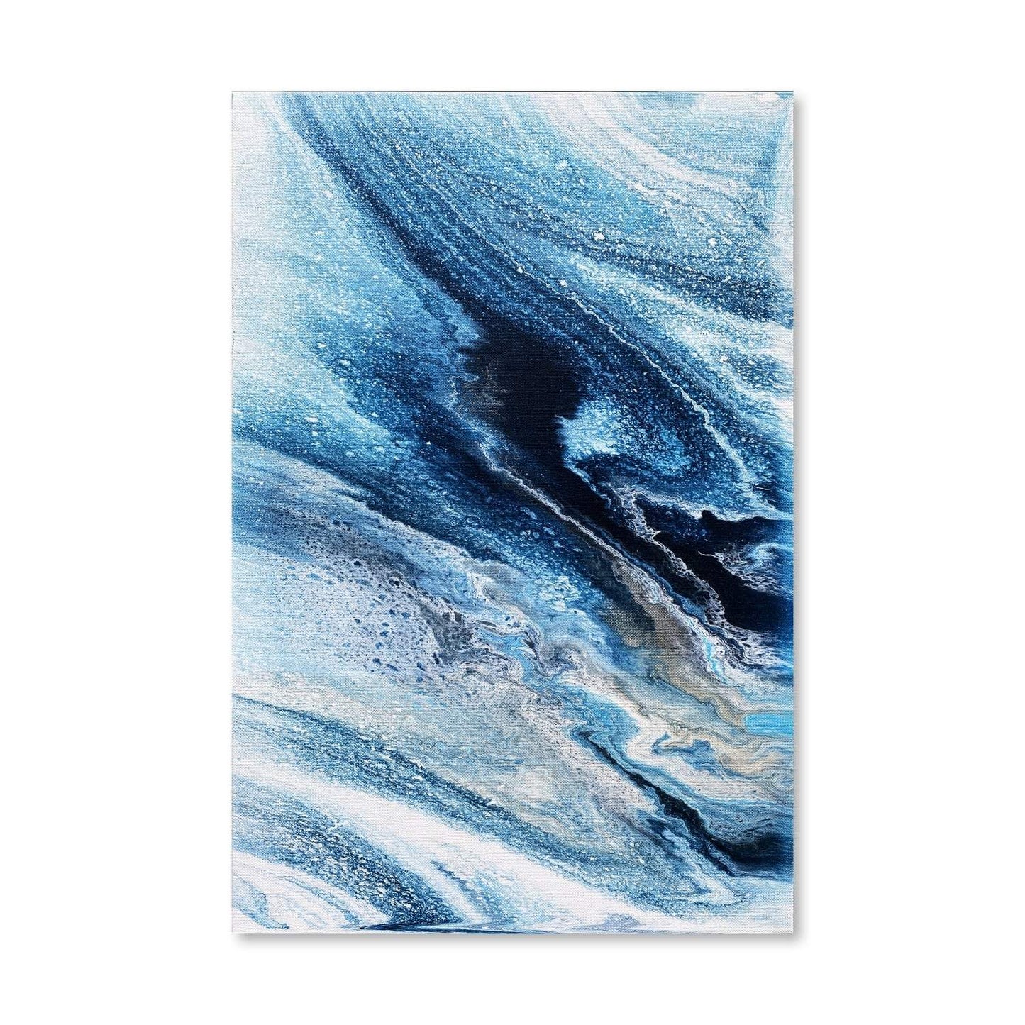 Elegant Blue Wave Abstract Oil Painting for Modern Home Decor