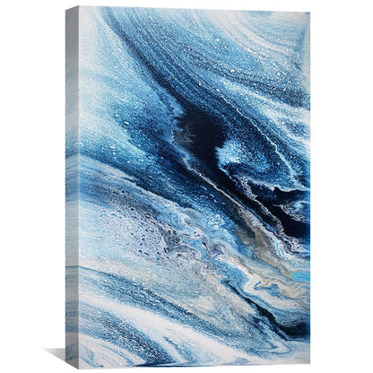 Elegant Blue Wave Abstract Oil Painting for Modern Home Decor