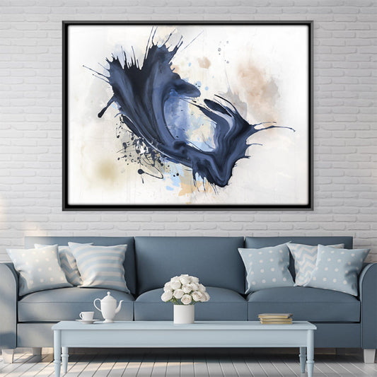 Abstract Blue Splash Oil Painting for Modern Home Decor