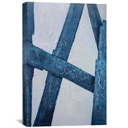 Abstract Blue Strokes Oil Painting on Canvas for Modern Home Decor