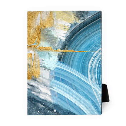 Vibrant Blue and Yellow Abstract Oil Painting for Modern Home Decor