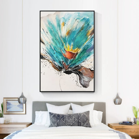 Vibrant Blue Lily Oil Painting for Modern Home Decor