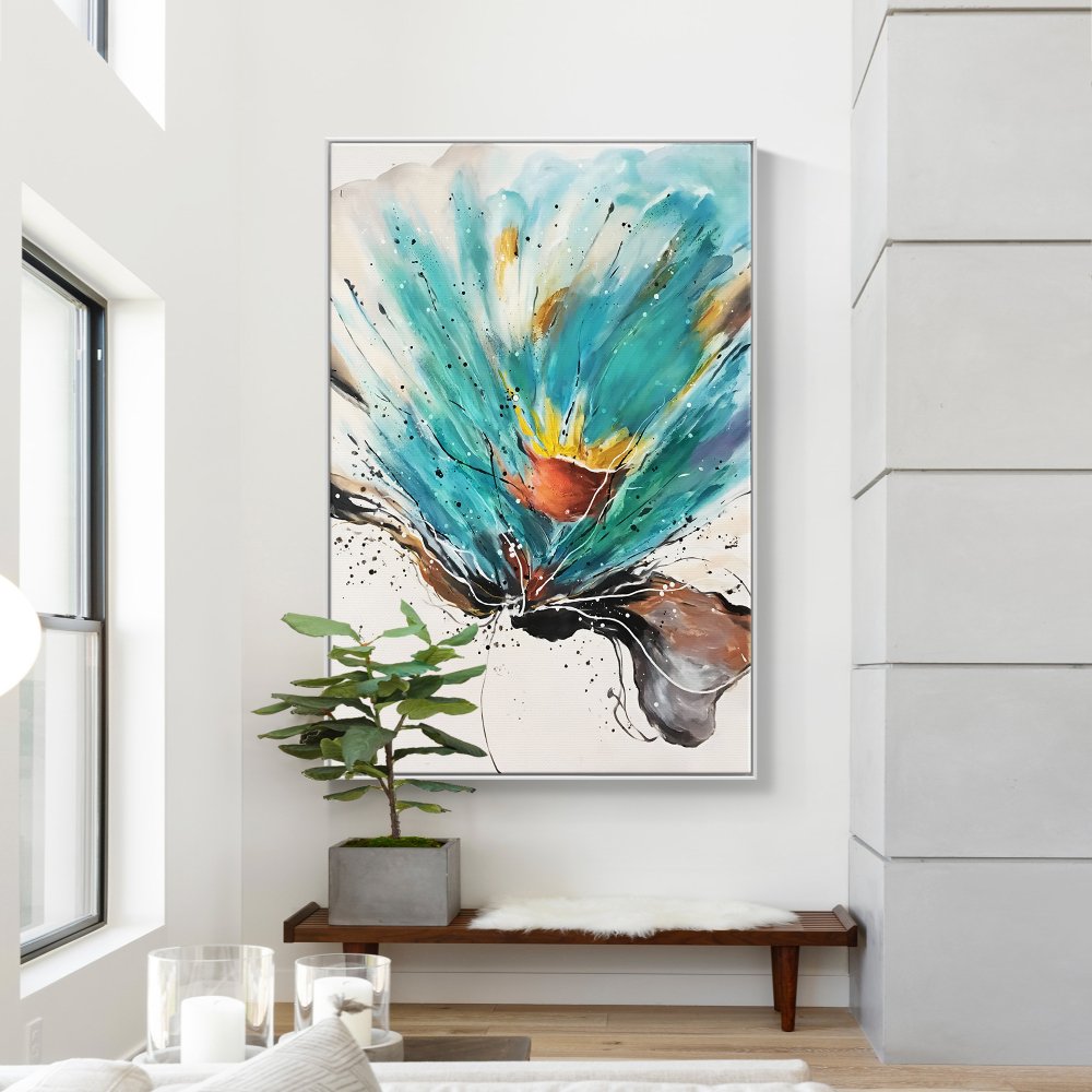 Vibrant Blue Lily Oil Painting for Modern Home Decor