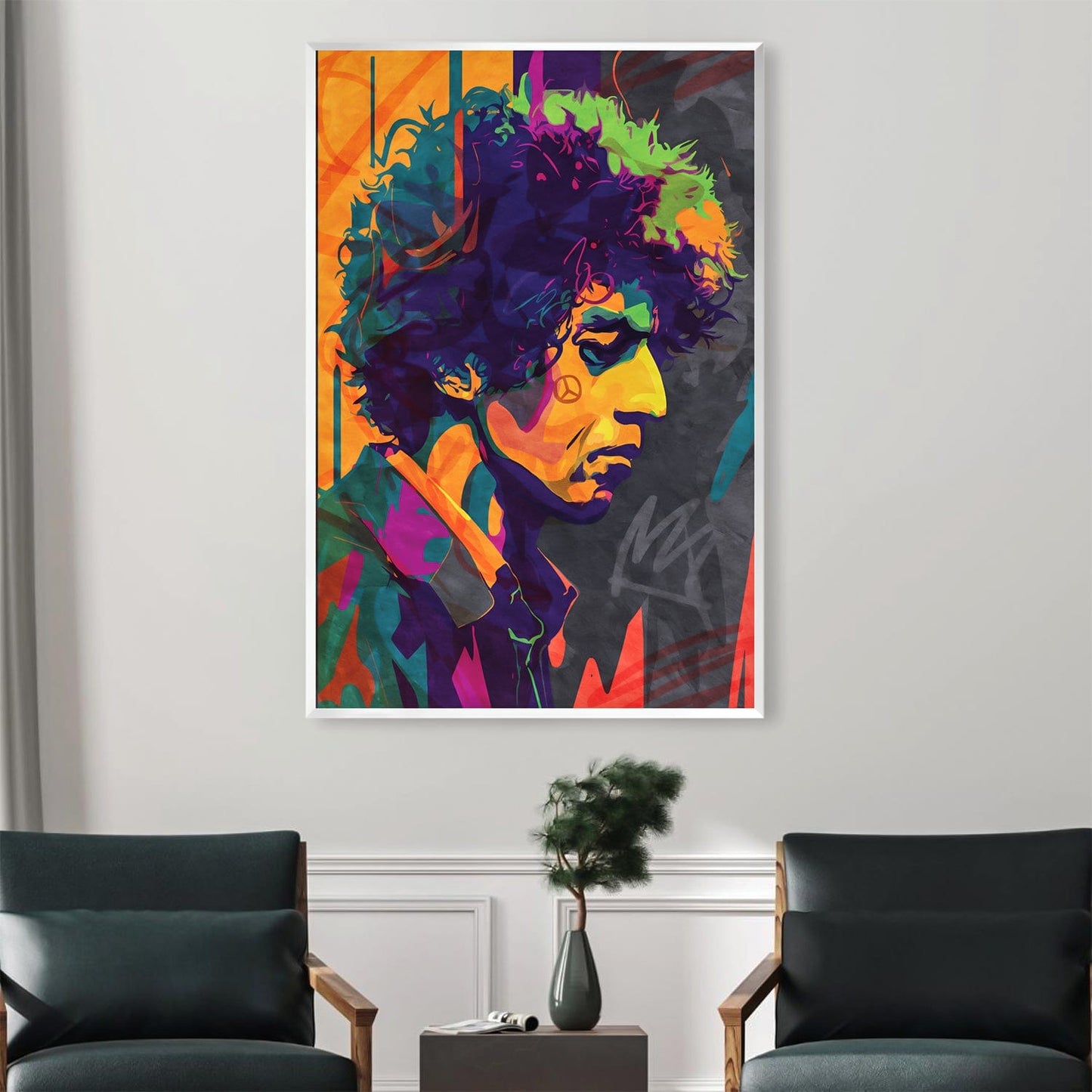 Vibrant Abstract Oil Painting of Bob Dylan Inspired Art