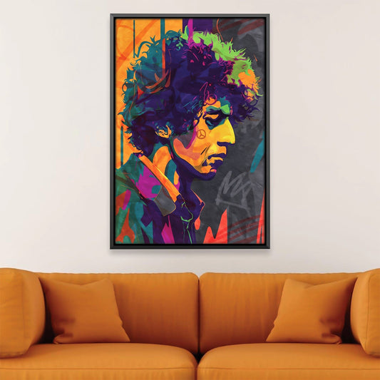 Vibrant Abstract Oil Painting of Bob Dylan Inspired Art