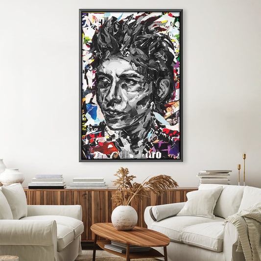 Abstract Portrait of Iconic Music Legend in Vivid Colorful Style