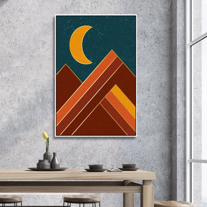 Bohemian Sun, Moon, and Sea Mountain Oil Painting for Vibrant Home Decor