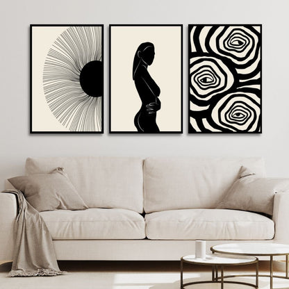 Abstract Boho Woman with Plants and Eye Design for Modern Home Decor