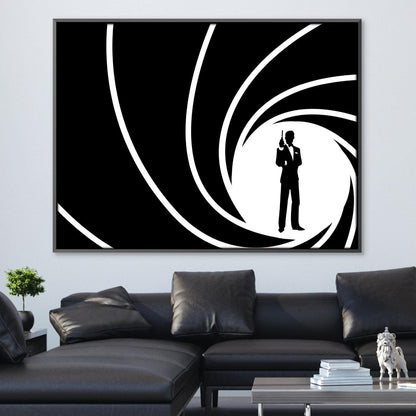 Stylish Black and White Spy Silhouette Oil Painting for Modern Home Decor