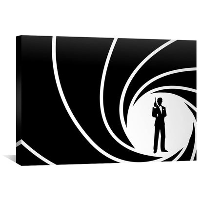 Stylish Black and White Spy Silhouette Oil Painting for Modern Home Decor