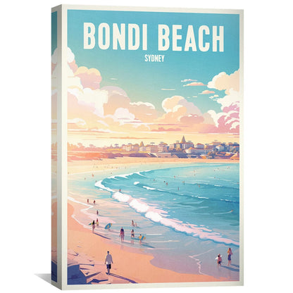 Vibrant Bondi Beach Oil Painting - Sydney Seascape Art for Coastal Home Decor