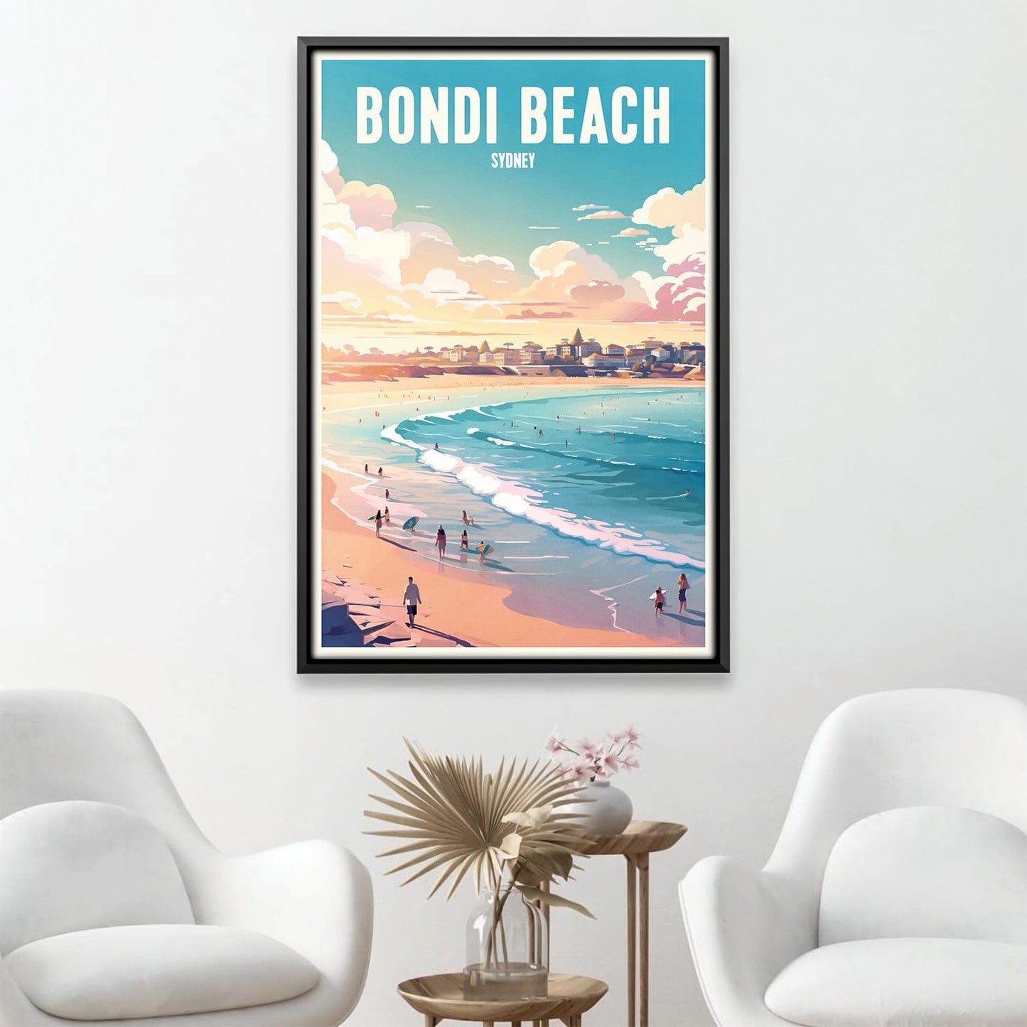 Vibrant Bondi Beach Oil Painting - Sydney Seascape Art for Coastal Home Decor